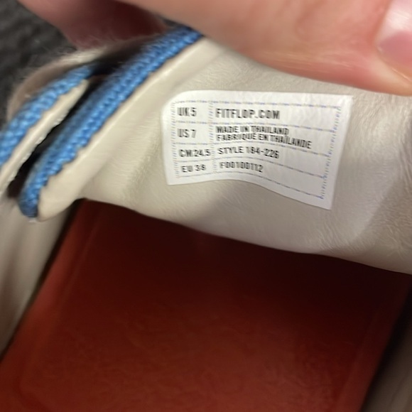 Fitflop Casual Sneaker In Blue Canvas Women's 7 Orange Comfy Walking - Picture 3 of 5